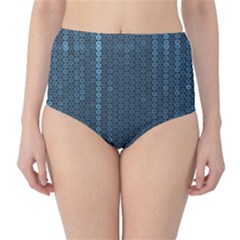 Blue Sparkly Sequin Texture High-waist Bikini Bottoms