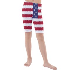 Flag Of The United States America Kids  Mid Length Swim Shorts