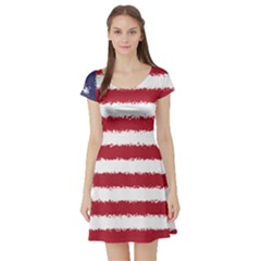 Flag Of The United States America Short Sleeve Skater Dress by paulaoliveiradesign