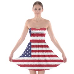 Flag Of The United States America Strapless Bra Top Dress by paulaoliveiradesign