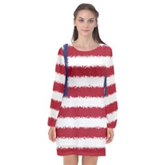 Flag Of The United States America Long Sleeve Chiffon Shift Dress  by paulaoliveiradesign