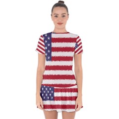 Flag Of The United States America Drop Hem Mini Chiffon Dress by paulaoliveiradesign