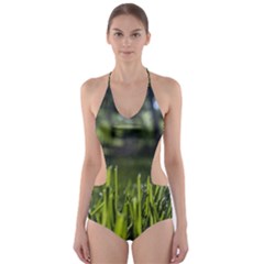 Green Grass Field Cut-out One Piece Swimsuit by paulaoliveiradesign