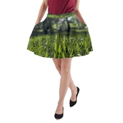 Green Grass Field A-line Pocket Skirt