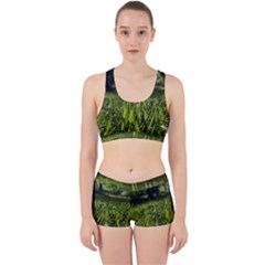 Green Grass Field Work It Out Sports Bra Set by paulaoliveiradesign