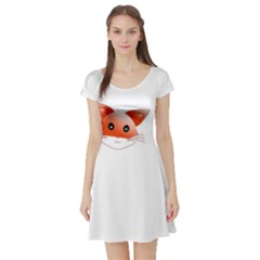 Animal Image Fox Short Sleeve Skater Dress by BangZart