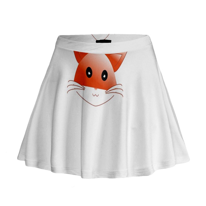 Animal Image Fox Mini Flare Skirt