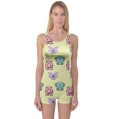 Animals Pastel Children Colorful One Piece Boyleg Swimsuit by BangZart