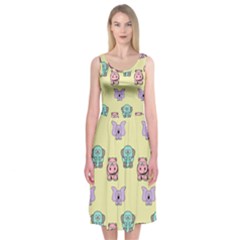 Animals Pastel Children Colorful Midi Sleeveless Dress by BangZart