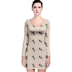 Ants Pattern Long Sleeve Velvet Bodycon Dress by BangZart