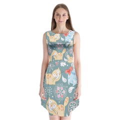 Cute Cat Background Pattern Sleeveless Chiffon Dress   by BangZart