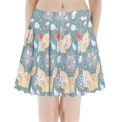 Cute Cat Background Pattern Pleated Mini Skirt