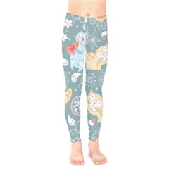 Cute Cat Background Pattern Kids  Legging by BangZart