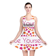 Be Yourself Pink Orange Dots Circular Reversible Skater Dress by BangZart