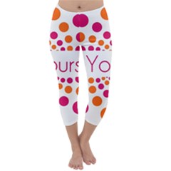 Be Yourself Pink Orange Dots Circular Capri Winter Leggings  by BangZart