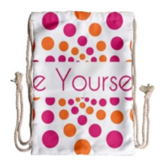 Be Yourself Pink Orange Dots Circular Drawstring Bag (large) by BangZart