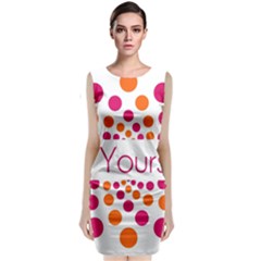 Be Yourself Pink Orange Dots Circular Sleeveless Velvet Midi Dress by BangZart