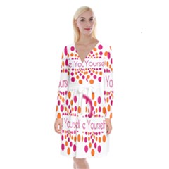 Be Yourself Pink Orange Dots Circular Long Sleeve Velvet Front Wrap Dress by BangZart