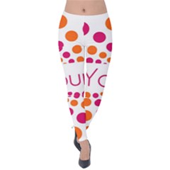 Be Yourself Pink Orange Dots Circular Velvet Leggings by BangZart