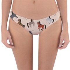 Horses For Courses Pattern Reversible Hipster Bikini Bottoms by BangZart