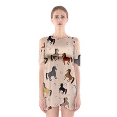 Horses For Courses Pattern Shoulder Cutout One Piece by BangZart