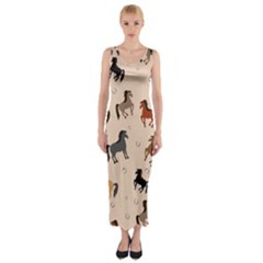 Horses For Courses Pattern Fitted Maxi Dress by BangZart