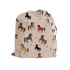 Horses For Courses Pattern Drawstring Pouches (extra Large) by BangZart