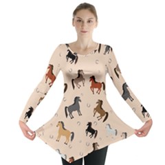 Horses For Courses Pattern Long Sleeve Tunic  by BangZart