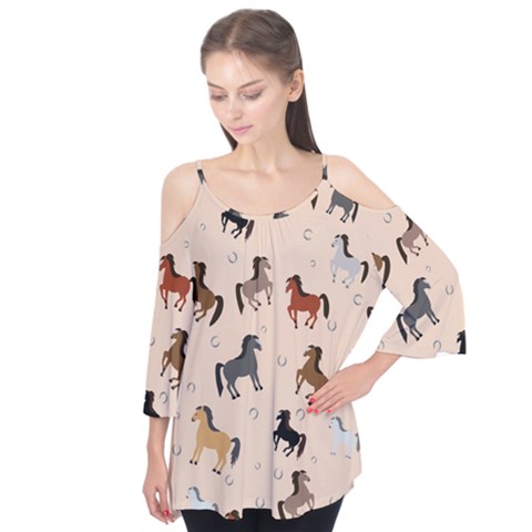 Horses For Courses Pattern Flutter Tees by BangZart