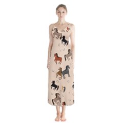 Horses For Courses Pattern Button Up Chiffon Maxi Dress by BangZart