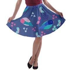 Birds And Butterflies A-line Skater Skirt by BangZart