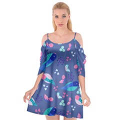 Birds And Butterflies Cutout Spaghetti Strap Chiffon Dress