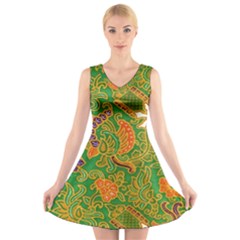 Art Batik The Traditional Fabric V-neck Sleeveless Skater Dress by BangZart