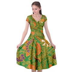 Art Batik The Traditional Fabric Cap Sleeve Wrap Front Dress by BangZart