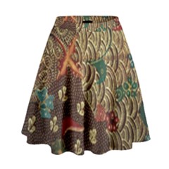 Art Traditional Flower  Batik Pattern High Waist Skirt by BangZart