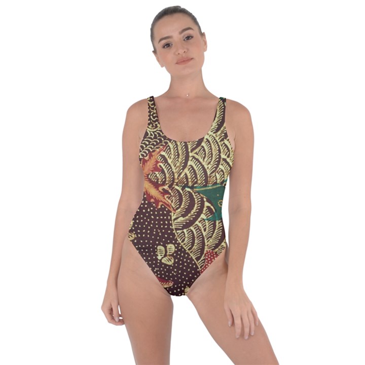 Art Traditional Flower  Batik Pattern Bring Sexy Back Swimsuit