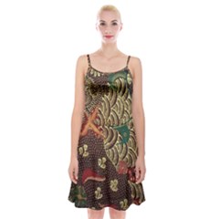 Art Traditional Flower  Batik Pattern Spaghetti Strap Velvet Dress by BangZart