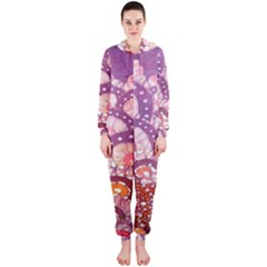 Colorful Art Traditional Batik Pattern Hooded Jumpsuit (ladies) 