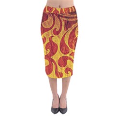 Abstract Pattern Velvet Midi Pencil Skirt by BangZart