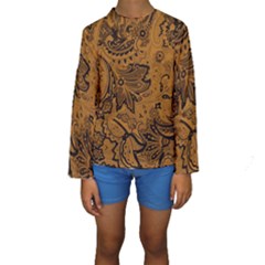 Art Traditional Batik Flower Pattern Kids  Long Sleeve Swimwear by BangZart