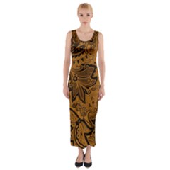 Art Traditional Batik Flower Pattern Fitted Maxi Dress by BangZart