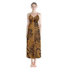 Art Traditional Batik Flower Pattern Button Up Chiffon Maxi Dress by BangZart