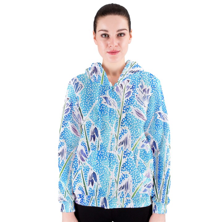 Art Batik Flowers Pattern Women s Zipper Hoodie