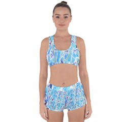 Art Batik Flowers Pattern Racerback Boyleg Bikini Set