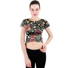 Art Batik Pattern Crew Neck Crop Top by BangZart