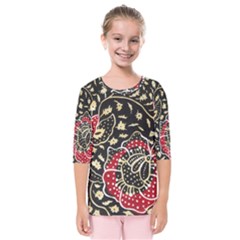 Art Batik Pattern Kids  Quarter Sleeve Raglan Tee