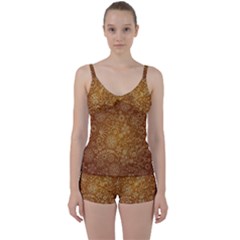 Batik Art Pattern Tie Front Two Piece Tankini