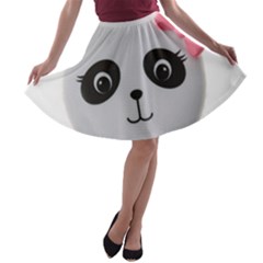 Pretty Cute Panda A-line Skater Skirt by BangZart