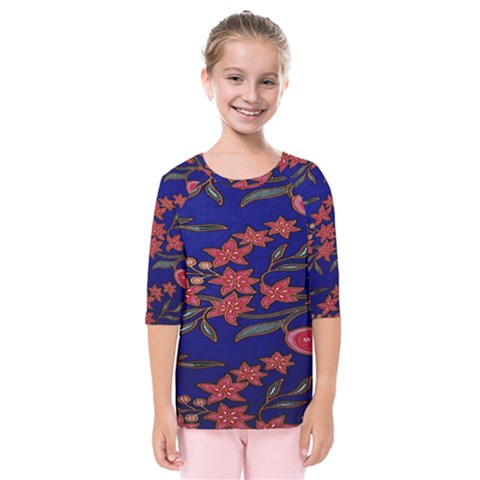 Batik  Fabric Kids  Quarter Sleeve Raglan Tee by BangZart