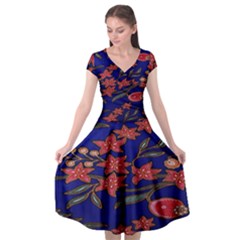 Batik  Fabric Cap Sleeve Wrap Front Dress